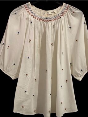 a.n.a White Embroidered Peasant Top